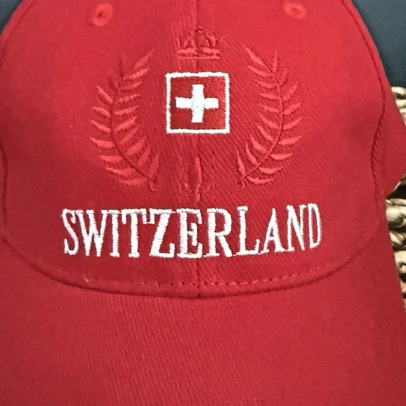 Switzerland Embroidered Red Adjustable Hat Splash Arts 100% Cotton - Picture 2 of 10